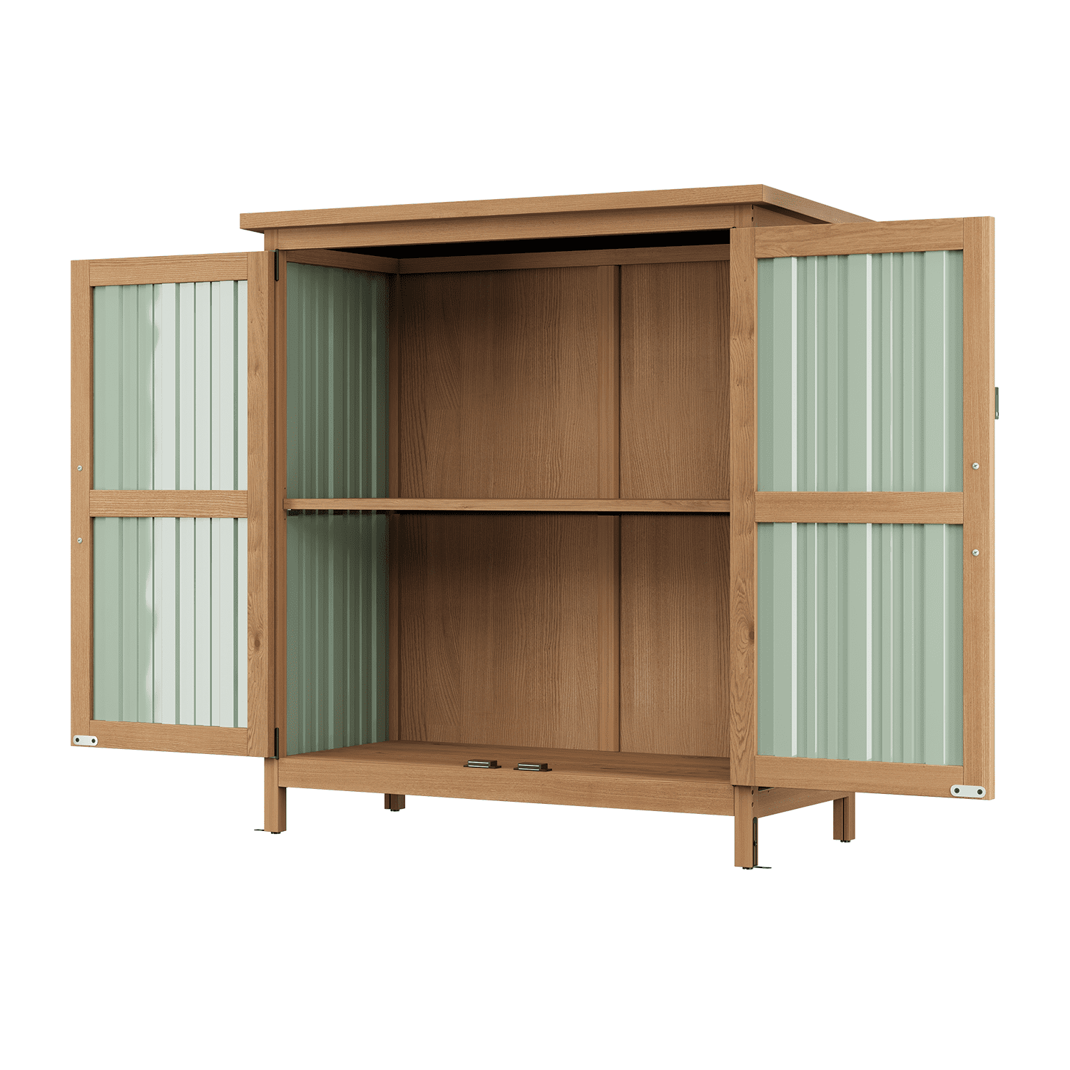 BaPiPro Outdoor Storage Cabinet, 2.6'x1.1' Wood Storage Shed with Lockable Doors, Waterproof Garden Tool Cabinet with Removable Shelf for Patio, Backyard