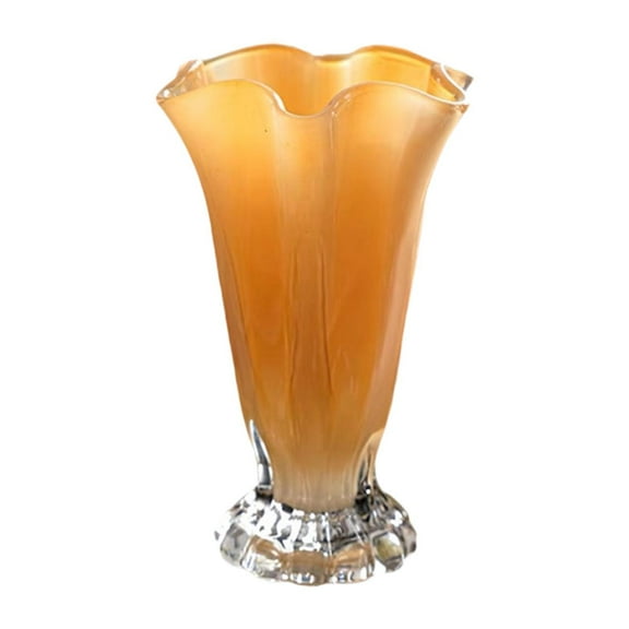 CoudarTitie Glass Vase with Petals for Floral Arrangements, Housewarming Gift, Modern Flower Yellow