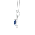 thumbnail image 2 of ANGARA Natural 1 ct Blue Sapphire Tulip Pendant with Diamonds in 14K White Gold for Women (Size-6mm) | September Birthstone, Anniversary, Jewelry Gift for Women | Natural Blue Sapphire Necklace, 2 of 9