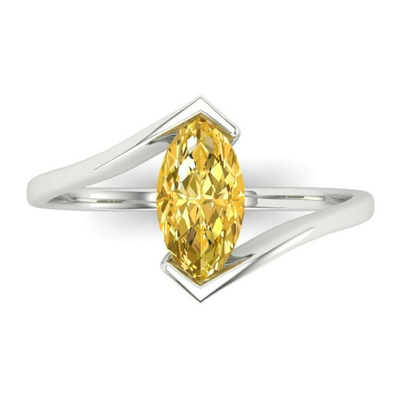 Solitaire Engagement Ring for Women - 1ct Natural Citrine in 14K White Gold Promise Ring