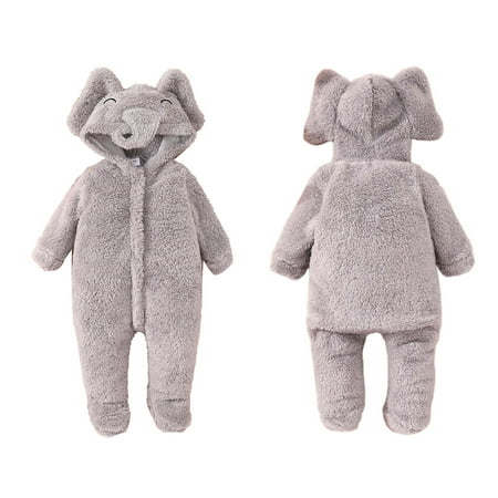 

LLDYYDS Toddler Boys Girls Long Sleeve Cartoon Elephant Rompers Warm Jumpsuits Fall Winter Clothes