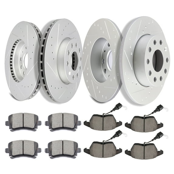 CCIYU Brakes Kits with Brakes Pads and Rotors Front Rear for 2010-2013 for Volkswagen Golf,2005-2010 for Volkswagen Jetta,2007-2009 for Volkswagen Rabbit