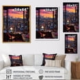 thumbnail image 4 of Designart "Window View of Tokyo at Night I" Landscapes Framed Wall Art - Traditional Pink Japan Bedroom Framed Canvas Wall Art, 4 of 6