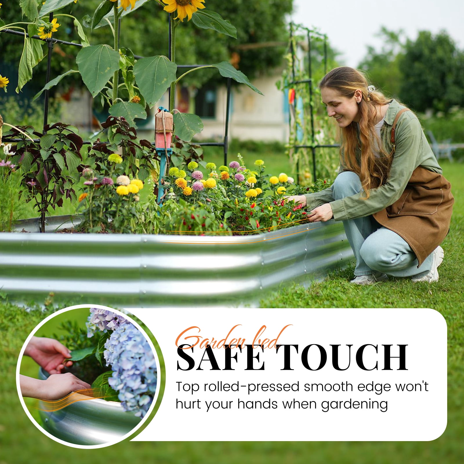 KING BIRD 6x3x1 ft Raised Garden Bed with Arched Trellis Galvanized Steel Metal Planter Garden Box Outdoor for Gardening Climbing Vegetables Flowers Silver
