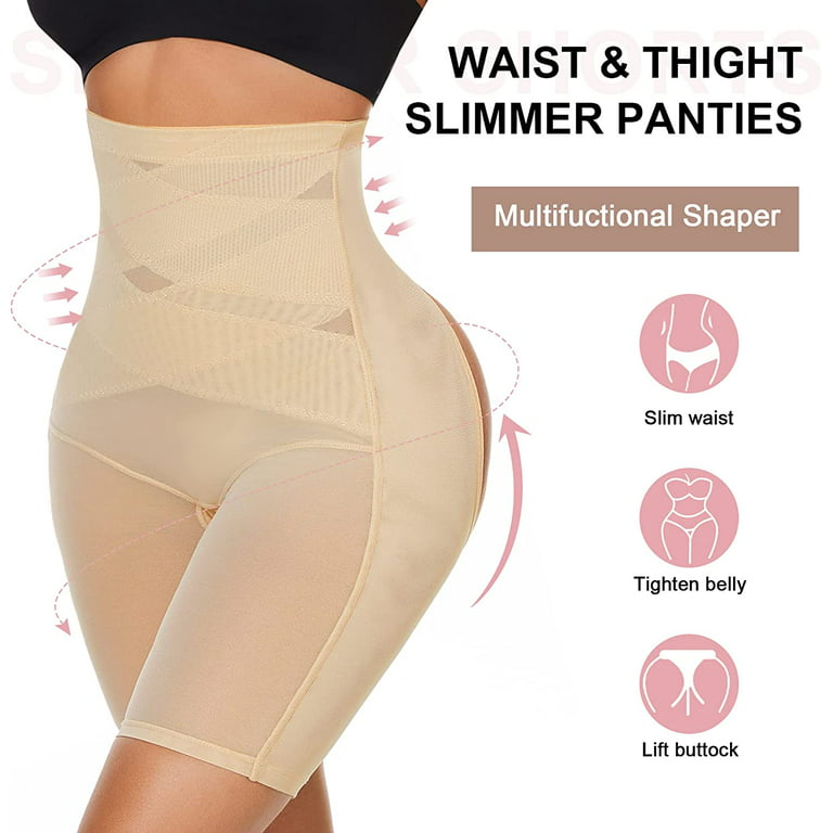 Tummy Control Shapewear Shorts for Women High Waisted Thigh Slimming Body  Shaper Seamless Slip Shorts Under Dresses,Black,Small at  Women's  Clothing store