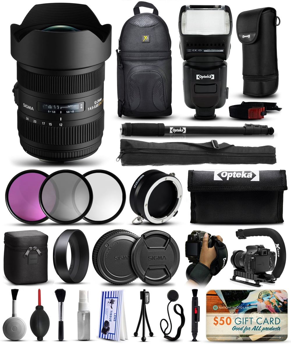 Sigma 12 24mm F4 5 5 6 Dg Hsm Ii Lens For Nikon 4306 With 3 Piece Filter Set Uv Cpl Fld Stabilizer Handle Slin Walmart Com Walmart Com