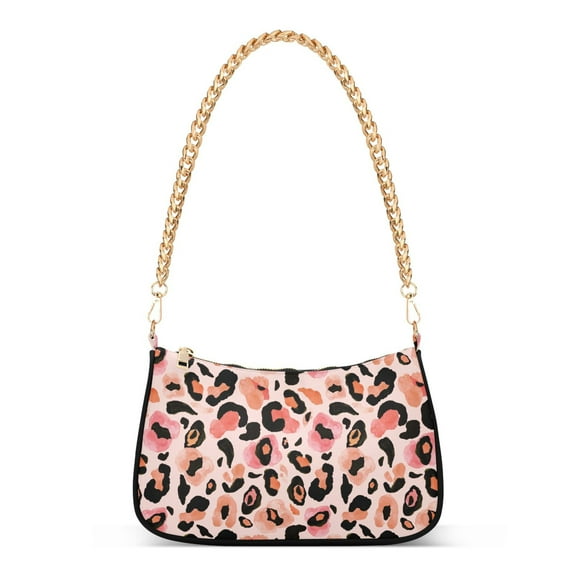 Leopard Cheetah Print Womens Chain Shoulder Bag Tote Handbag Clutch Hobo Purse with Zipper for Travel Casual