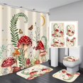 thumbnail image 1 of 4PCS Mushroom Butterfly Flower Shower Curtain Set with Non-Slip Rugs, Toilet Lid Cover and Bath Mat, Moon Stars Shower Curtain with 12 Hooks, Durable Waterproof Retro Bathroom Decor Set, 1 of 3