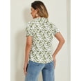 thumbnail image 4 of DARING DIVA Ruffle Tie Neck Casual Short Sleeve Blouse S Green, 4 of 6