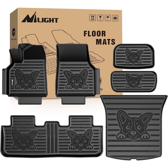 Nilight TPE Floor Mats & Cargo Mats Set for Tesla Model Y (5 Seat only) 2021 2022 2023 2024 2025 All Weather Custom Fit Heavy Duty Floor Liners
