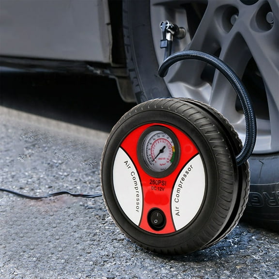260PSI Tire Inflator Portable Air Compressor Pump 12V Digital Pressure Gauge Emergency LED Light 50L/Min 3m Cord Car SUV Motorcycle Balloons Multi Nozzle Small Easy Carry