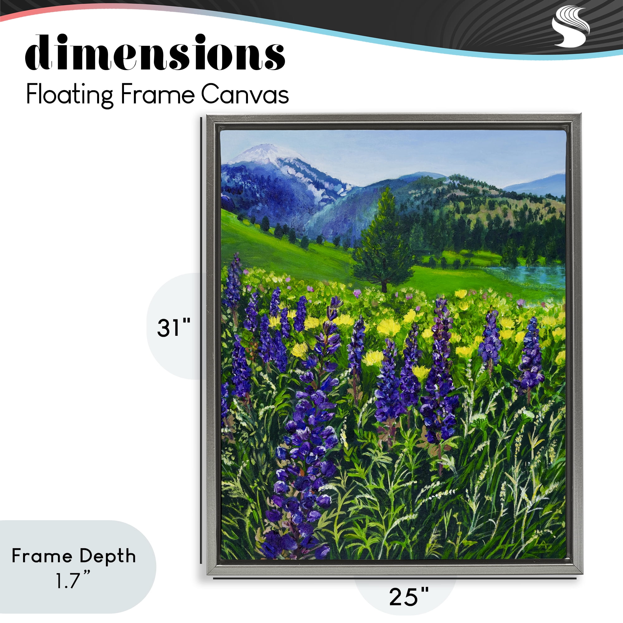 Stupell Industries Flower Speckled Valley Gray Framed Floater Canvas Wall Art, design by Lee Ann Zirbes