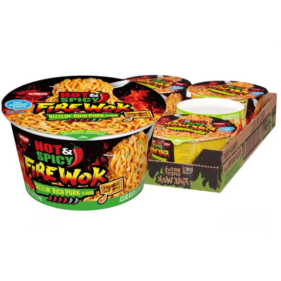Wok Sizzlin Rich Pork 4.37 Ounce Pack Nissin Hot Of 6 Spicy Fire