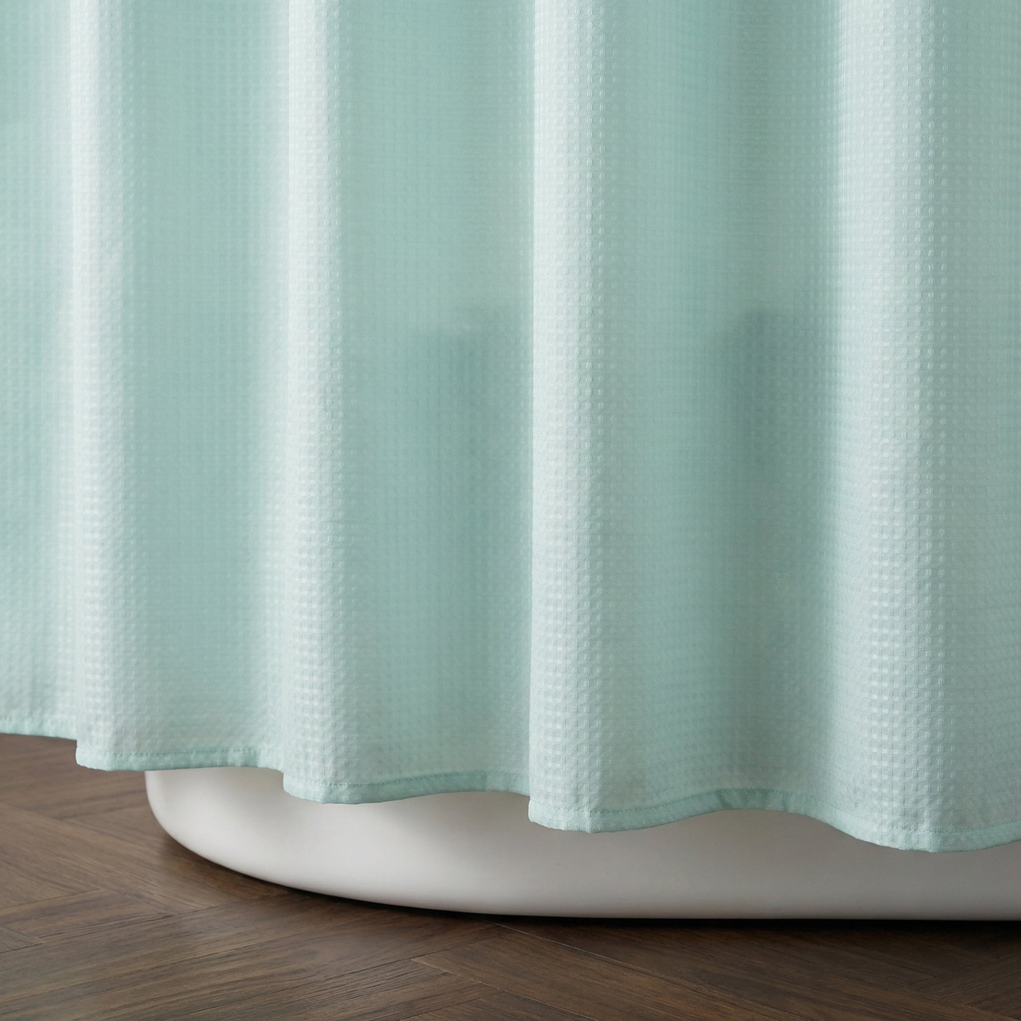Unique Bargains Waffle Weave Shower Curtain with Excellent Drape Mint Green 71"W x 71"L