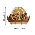 thumbnail image 2 of Multifunctional Wooden Wall Art Key Holder with Welcome Sign for Organized Foyer Entryway Home, 2 of 4