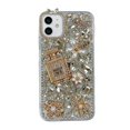 thumbnail image 4 of Funda de lujo para iPhone 11 con diamantes de imitación 3D y piedras preciosas de flores 6,1 pulgadas, 4 of 5