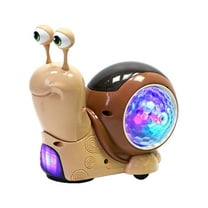 STPToys Electric Snail Toys for 3 Month Years Old,Electric Tummy Time Light-up Crawling Toy Electric Musical Interactive Sensory Toy - Khaki