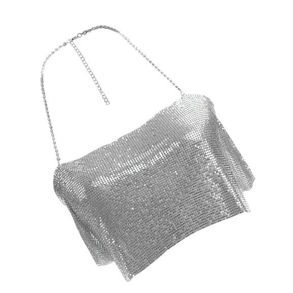 KALLORY 1Pcs Women Sequins Crop Top Great Celebrations And Gatherings