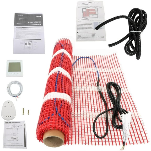 ALL-CARB 10 Sqft Electric In-Floor Heated Warm System 120V Floor Heat Mat Kit Fit for Under Tile, Wooden Floors and Laminate