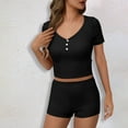 thumbnail image 6 of Ndbuld Womens 2 Piece Workout Sets Short Matching Casual Summer Outfits Slim Fitted Going Out Gym Yoga Athletic Tracksuits Black M, 6 of 6