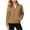 Khaki, variant on Casual Soft Fleece Outer Jackets Solid Base Stand Collar Full Zip Dual Pocket Long Sleeve Everyday Commuter Tops, Size (S-XXL)