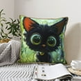 thumbnail image 4 of KLL Cute Big-Eyed Black Cat Decorative Throw Pillow Covers Velvet Soft for Couch Sofa Bedroom Living Room Outdoor (No pillow core)- 20"x20", 4 of 5