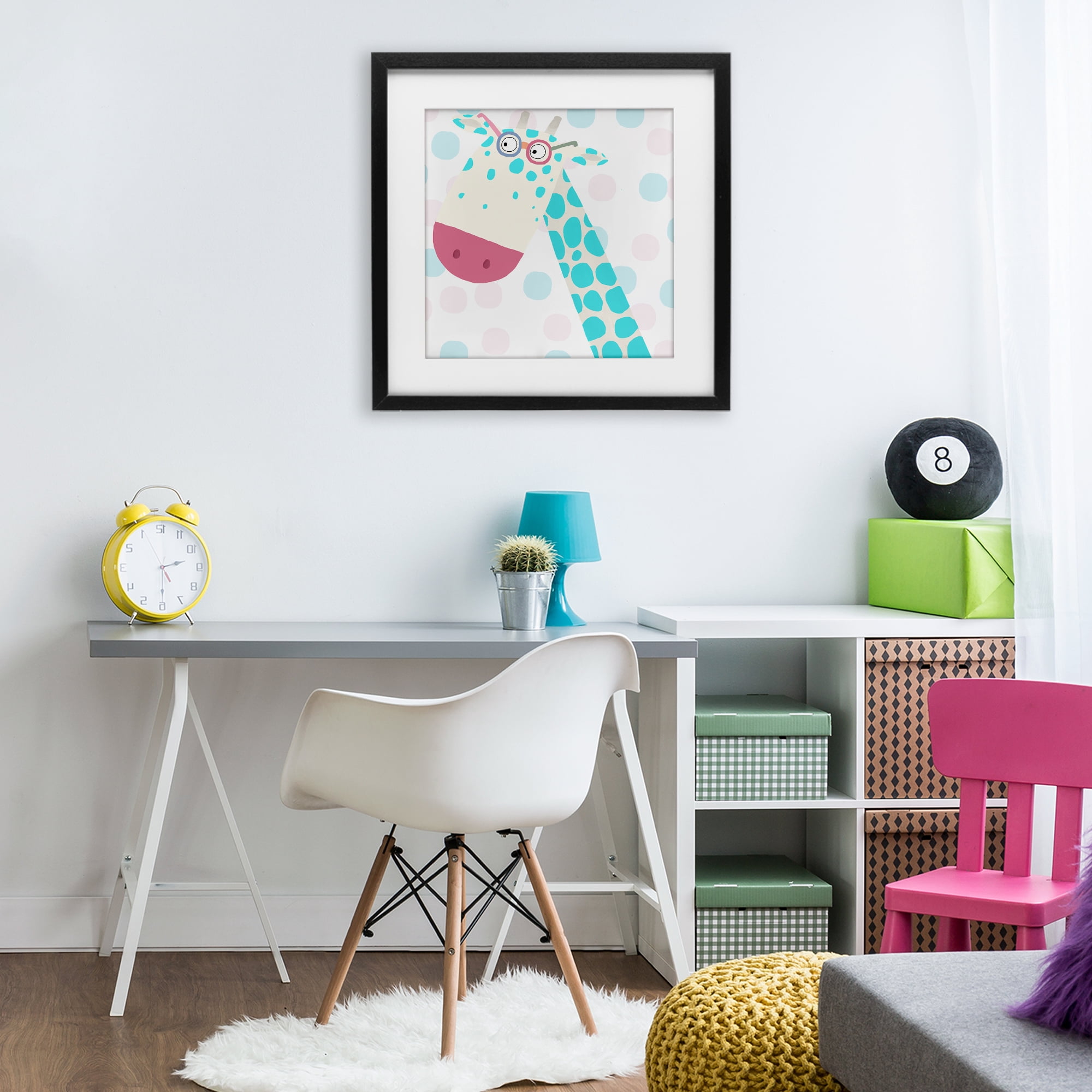 Stupell Industries Electric Blue Giraffe Black Framed Print Under Glass, design by Carla Daly