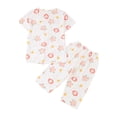 thumbnail image 6 of FUNDUFI Womens Floral Print Pajama Short Sleeve Tops + Capri Pants Summer Pyjamas Sleepwear Loungewear Soft Lightweight Pjs Outfits, 6 of 6