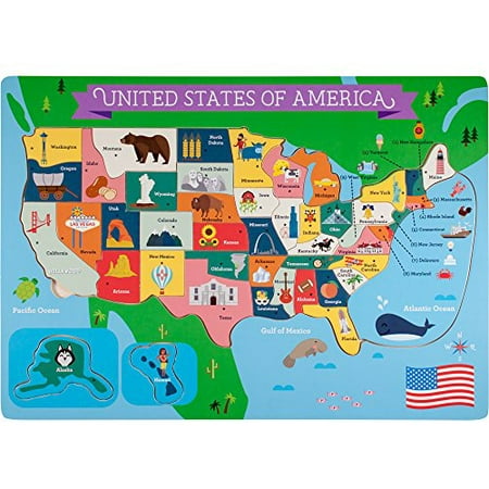 Imagination Generation Professor Poplar's Fifty Nifty United States USA Map Wooden Jigsaw (Best Professor Layton Puzzles)