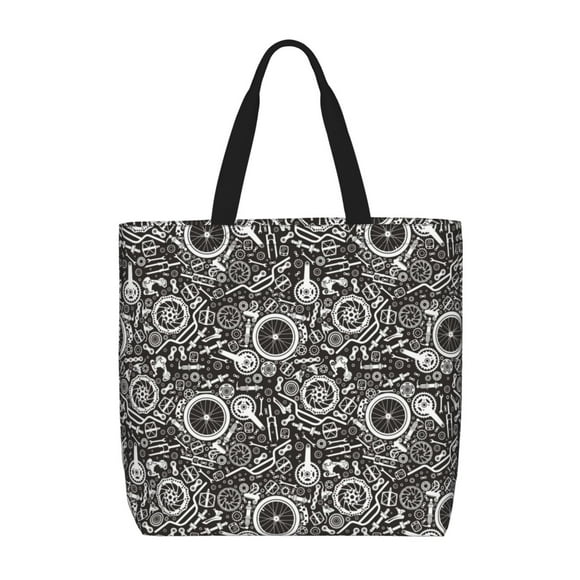 Fotbe Bicycles Parts Bolsa Tote con Estampado para Mujer, Bolsos con Cremallera, Bolsa de Hombro Casual de Gran Capacidad con Bolsillos Internos
