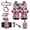 Cow Pink Flowers, variant on Jeiento Dusk Palm Leaves Car Seat Cover Full Set of 14 Car Seat Protector Auto Steering Wheel Cover Seatbelt Pads Armrest Cushion Trash Can Rearview Mirror Cover Handbrake Cover Set Coasters