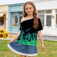 thumbnail image 2 of Zpanxa Girls T Shirts Girls Summer One Shoulder Short Sleeve T Shirts Casual Cute Suit for 5-14Y Green 9 Years, 2 of 6