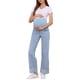 thumbnail image 2 of INSPIRE CHIC Pantalones de maternidad para mujer, jeans de mezclilla de pierna recta, con puños, alta elasticidad, sobre el vientre, pantalones para embarazadas, trabajo casual, XL, azul claro, 2 of 6