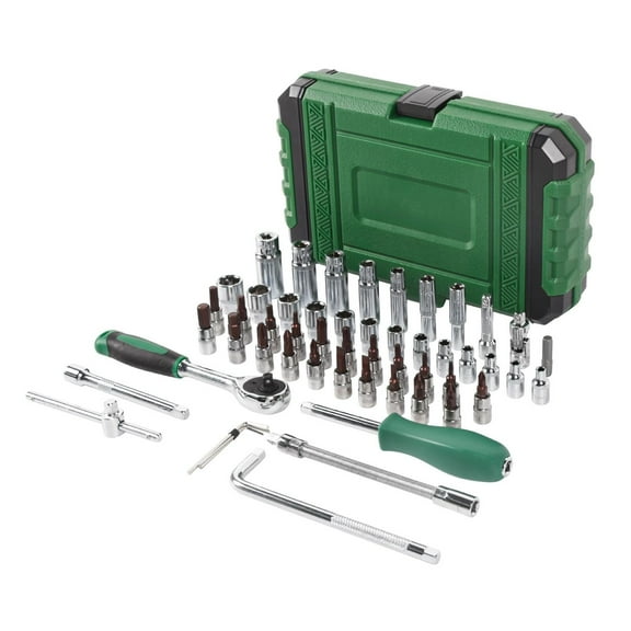 Doppy 54pcs 1/4" Socket Drive Tool Set Metric Drive Socket Set with Plastic Toolbox