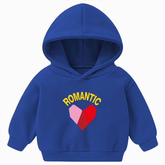 KPOPLK Toddler Baby Fleece Loose Hoodie Fall Winter Kids Sweatshirt Long Sleeve Cute Print Drop Shoulder Pullovers Top Clothes Blue Size 3-4 Years