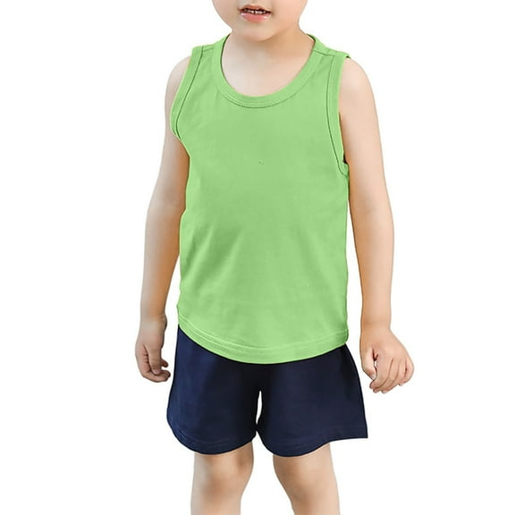 FINALGANG Child Toddler Kids Baby Boys Girls Solid Color Tank Tops T-Shirts T Shirts Undershirts Summer Sleeveless Vest Daily Wear 12-18 Months