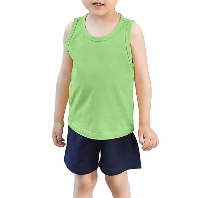 HNMKIU Débardeurs d'Été Décontractés pour Filles pour Usage Quotidien T-Shirts Col Rond Confortables pour Enfants 1-9 Ans