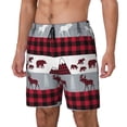 thumbnail image 2 of Balery Buffalo Plaid Forest Mens Swim Trunks Swim Shorts for Men Quick Dry Inseam Beach Shorts with Compression Liner Pocket-X-Large, 2 of 9