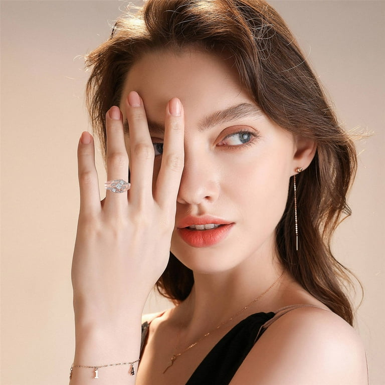 925 Sterling Silver Rings Womens Diamond Engagement Wedding Bands Jewelry  Gifts Rose Gold Plated Cubic Zirconia Zircon Shiny Statement Rings Set  Promise Stacking Rings #15 Rose Gold,6 - Walmart.com