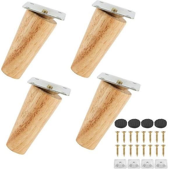 Set of 4 Solid Wood Sofa Legs, Furniture Legs for Armchair, Bedside Table, Wardrobe, Drawer(8cm, Oblique)