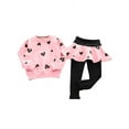 thumbnail image 5 of Maxcozy Toddler Kids Girl Heart Print Clothes Top T-shirt Skrit Pants Leggings Outfits 2PCS Set, 5 of 9