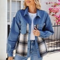 thumbnail image 4 of Viikei Clearance Coats for Women Plus Size,Women'S 2025 Fashion Short Button Workwear Denim Jacket Coat Long Sleeve Hoodless Denim Coat/Jacket Blue S, 4 of 8