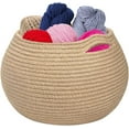 thumbnail image 6 of Storage Basket, Kvago Cute Round Woven Baskets with Handles, Small Cotton Rope Basket Decorative Organizer for Living Room, Nursery (Jute, 9.84" x 9.06" x 8.27" ), 6 of 7