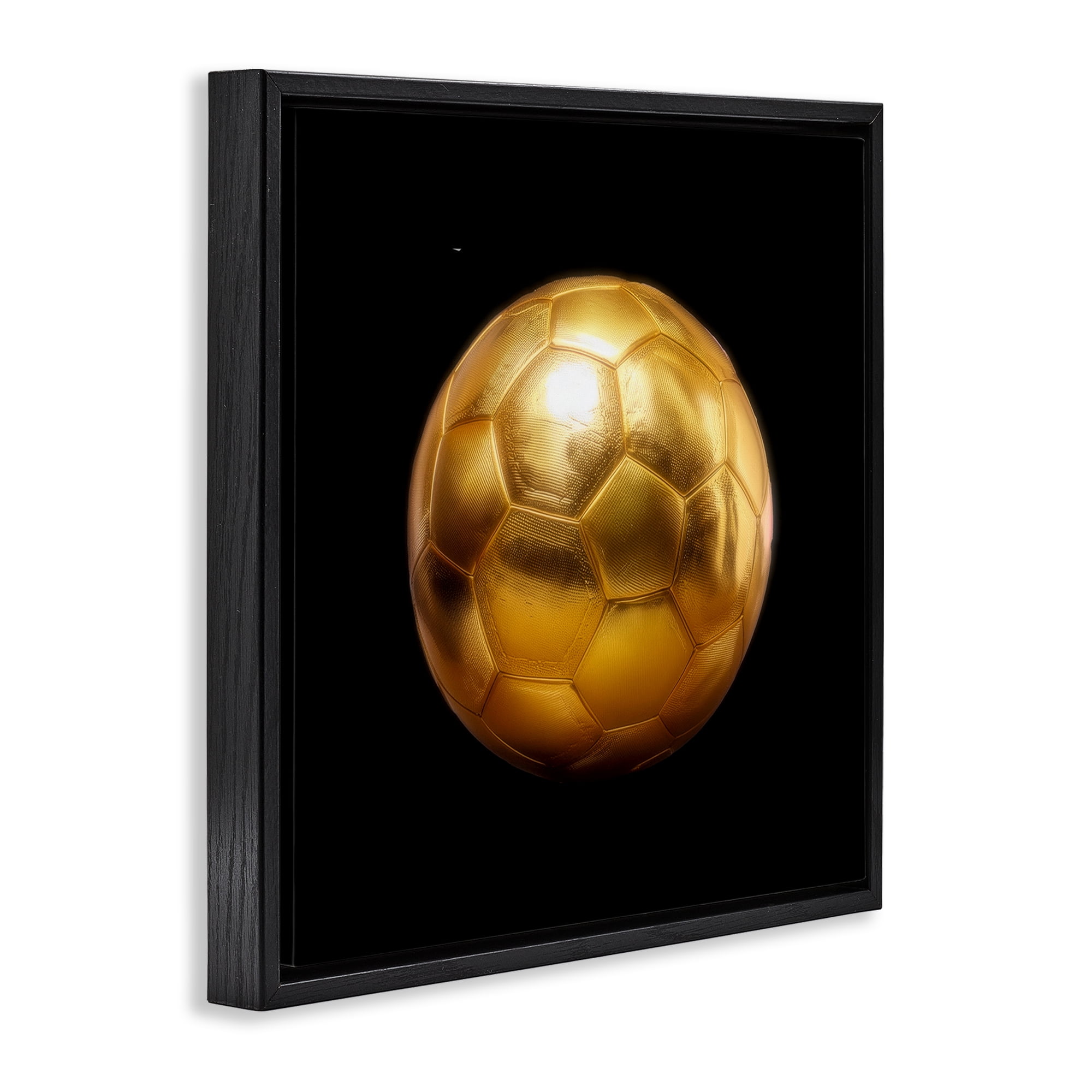 Stupell Industries Gold Designer Soccer Ball Sports Painting Black Floater Framed Canvas Art Print Wall Art, 25 x 25