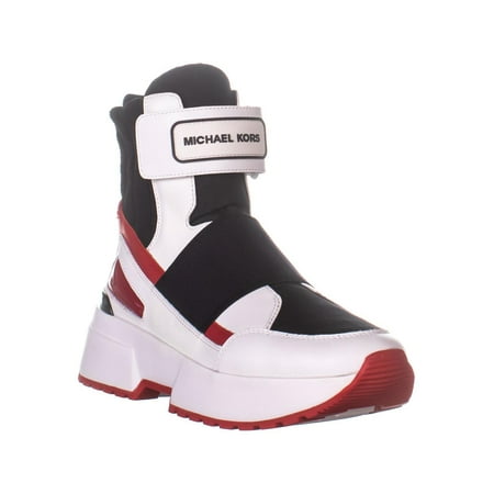 Womens MICHAEL Michael Kors Cosmo High Top Sneakers, Optic White/Scarlet, 8.5 US