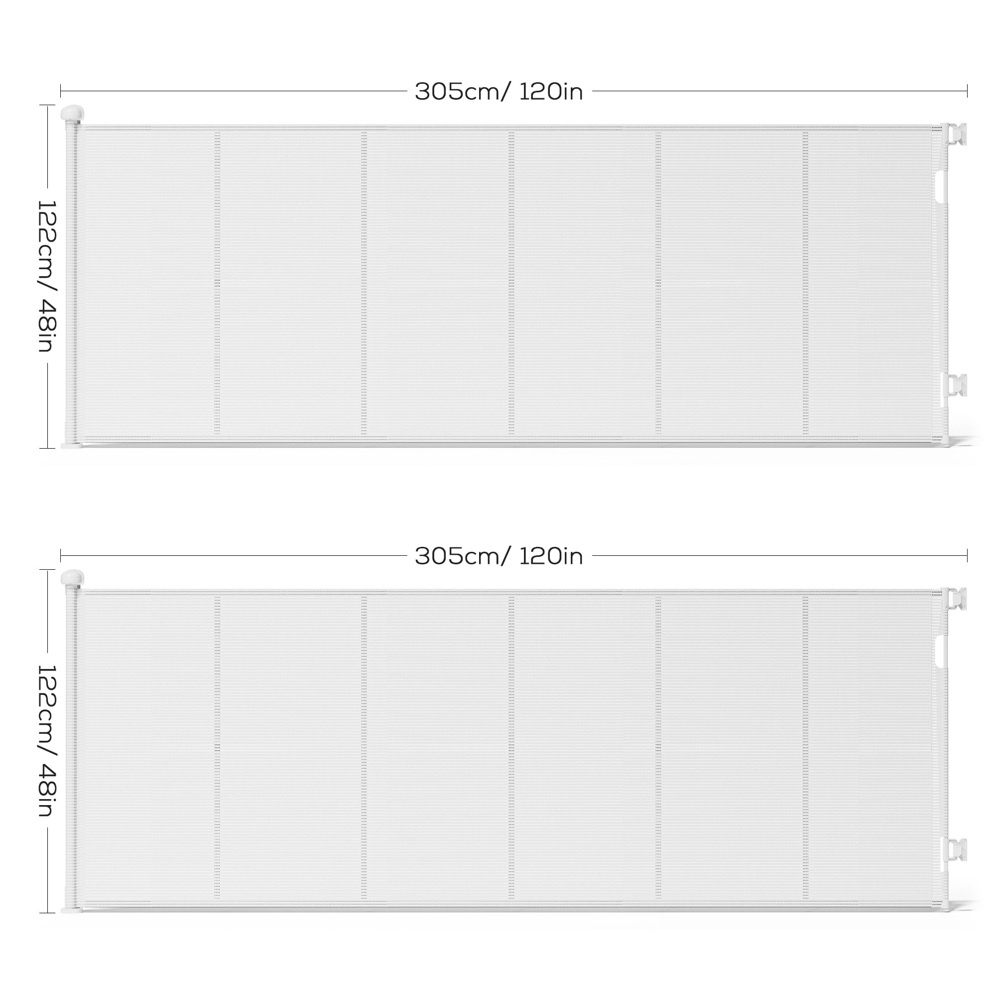 2X Retractable Baby Gate, TULILLO 48in Tall Baby Safety Gate, 120" Wide Baby Gate Dog Gate for Stair, Doorway, Auto-Lock, White