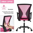 thumbnail image 3 of FDW Office Chair Ergonomic Mesh, Lumbar Support Armrest Mid Back Rolling Swivel Adjustable, Pink, 3 of 7