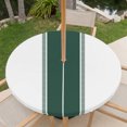 thumbnail image 6 of Round Outdoor Tablecloth with Umbrella Hole and Zipper, Green Solid Color Texture Fitted Table Cover with Elastic Edge for 45-54 Inch, Simple Green Stripes Waterproof Patio Tablecoths for Picnic, 6 of 9