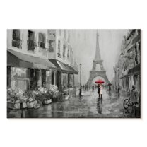 Elephant Stock Romance In Paris Pop Wall Art - Horizontal Canvas Wall Art - Living Room Wall Decor - City Canvas - Black And Gray Decor - 48" x 32"