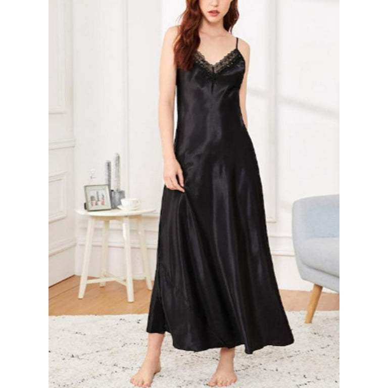 HOTWINTER Satin Nightgowns Long for Women Silk Chemise Sexy Sleeveless Full Slip Nightdress Strap Sleepwear Walmart